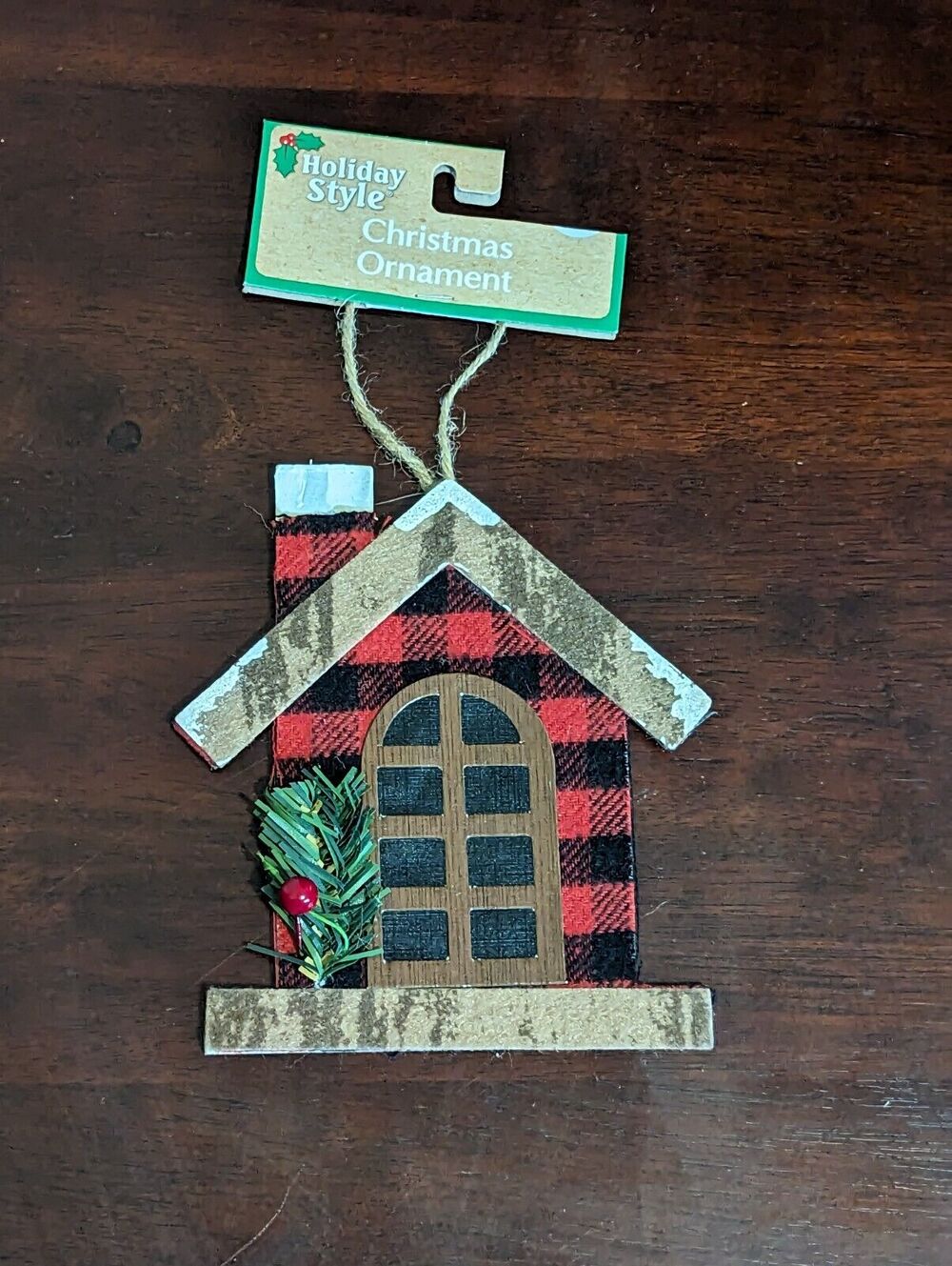 New Buffalo Plaid Snowy House Christmas Tree Ornament